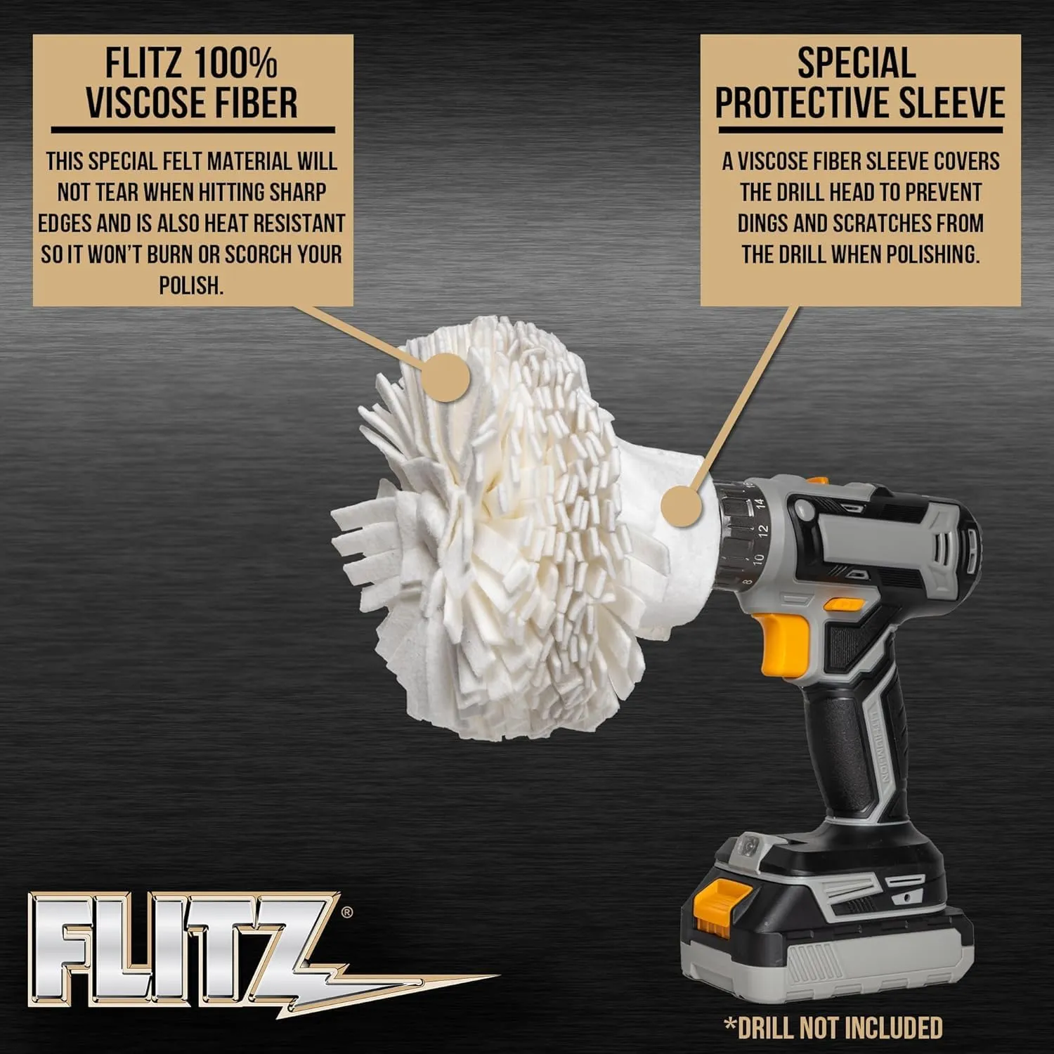 Flitz Buff Ball Car Buffer Drill Attachment with Self-Cooling Design, Never Burns and No Exposed Hardware to Prevent Scratches, Buff and Polish Any Surface, Machine Washable, 7 Inch, White