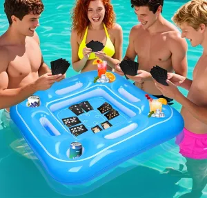 Floating Card Table,Inflatable Game Table for Pool with Upgrade Cup Holders,Floating Game Table w/ Waterproof Playing Cards,Inflatable Float Pool Table and Waterproof Card for Adult Hot Tub,Party,Spa