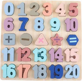 FLORMOON Wooden Number Puzzle for Kids 0-20 Number Early Education Wooden Block Board Chunky Puzzles for Preschool & Kindergarten Toddlers