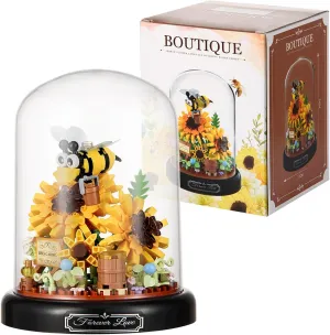 Flower Bouquet and Insect Building Kit, Flowers Botanical Mini Building Blocks Set Toy for Adults, Christmas Birthday Gift for Her Mom Wife Girlfriend(Bee and Sunflower)