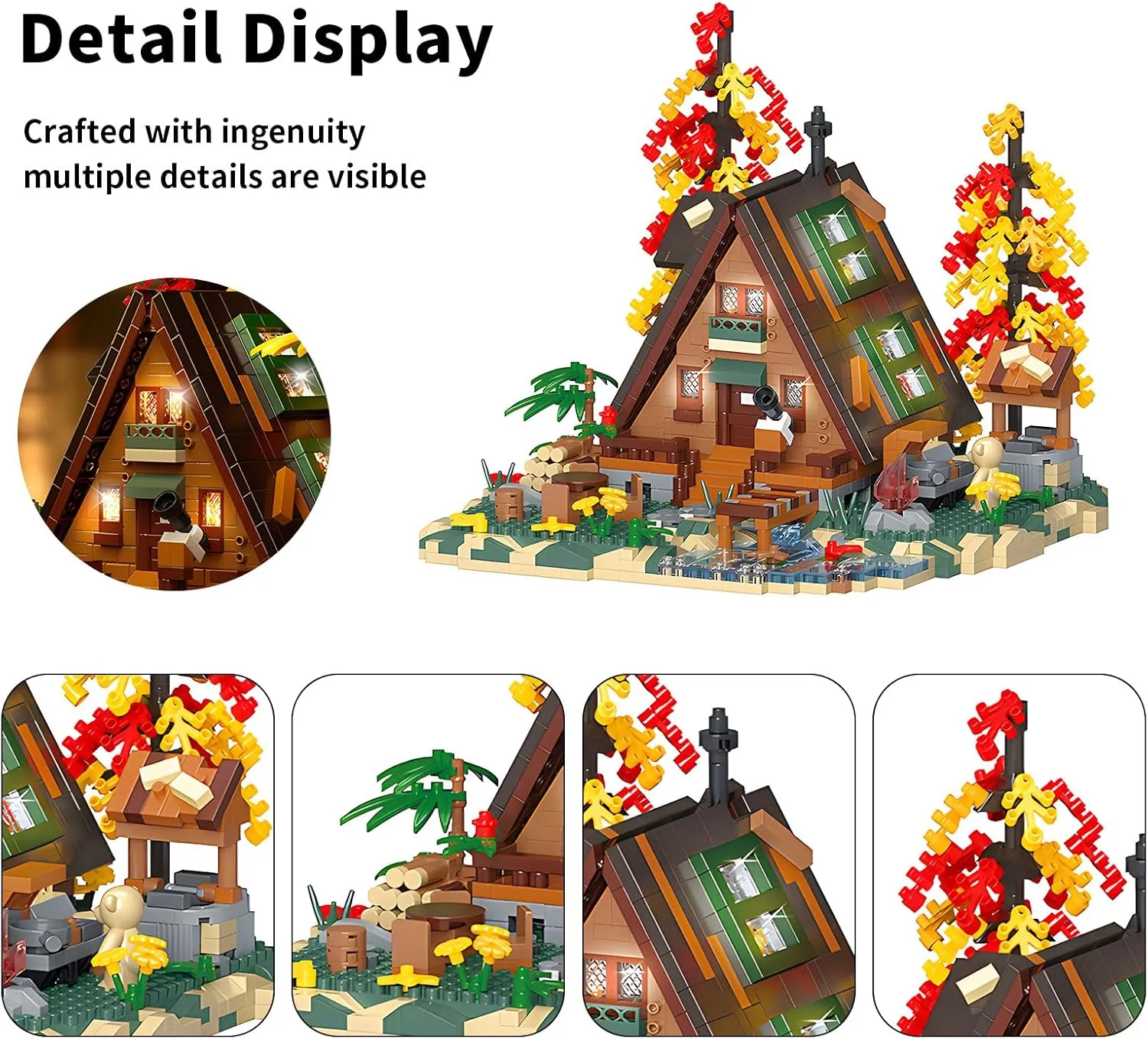 Flowers Wood Frame Cabin Building Blocks Set, Cherry Blossom Bonsai Treehouse Architecture Micro Mini Block Kits Gift for Adults and Kids（2151 Pieces）