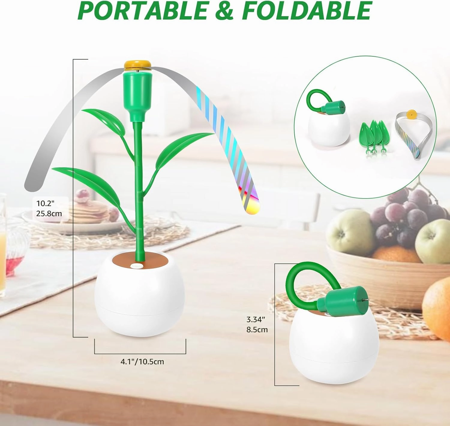 Fly Fans for Tables, Fly Repellent Fans Indoor Outdoor Food Fans Keep Flies Away, Fly Spinner Table Top with Holographic Blades, Bug Fans for Picnic, Party, BBQ (White, 4 Pack)