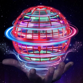 Flying Orb Ball Toys Hover Soaring Flying Toy Cosmic Globe Magic Boomerang Spinner Hand Controlled Mini Drone Cool Stuff Gift for 6 7 8 9 10  Year Old Kids Boys Girls Outdoor Indoor (Red)
