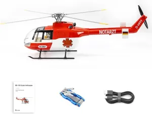 FLYWING BO105 RC Helicopter Model for Adults, 470-Class 2.4G 6CH Quick Detachable Propellers Military Plane with GPS, 3D Flight, 4 Advanced Flight Modes RC Aircraft(PNP Version)