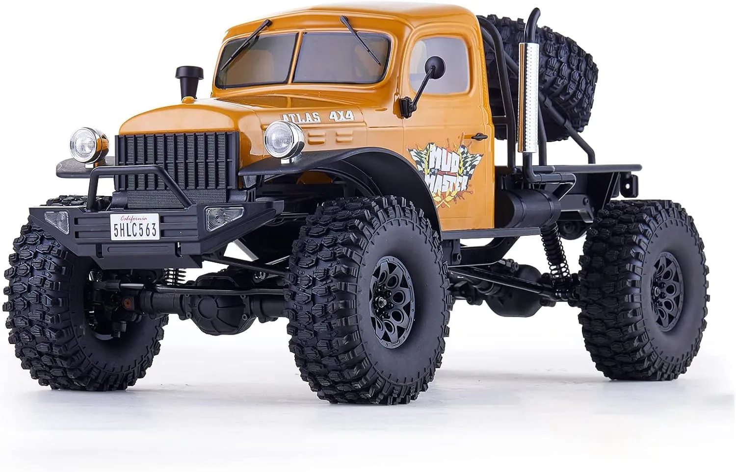 Fms Rochobby 1/10 Atlas 4X4 Ready Set RC Crawler with Light Car Truck with 2.4GHz Radio,Ball Bearing, Metal-Gear Full,4 Link Suspension,Rapid Separation Car Body for Adult Yellow(No Battery)