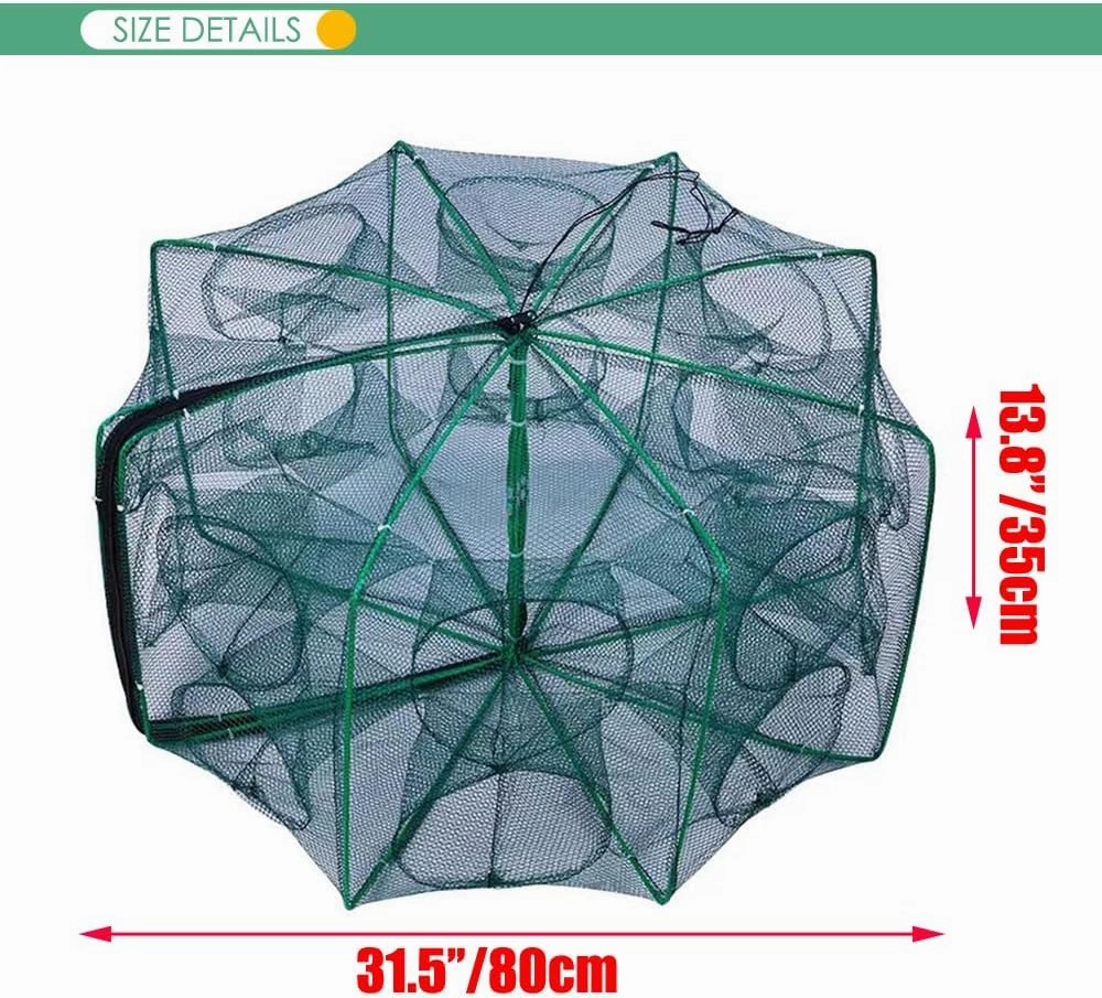 Foldable Bait Trap Fishing Net - Hand Cast Cage for Catching Fish Shrimp Crab Crawfish