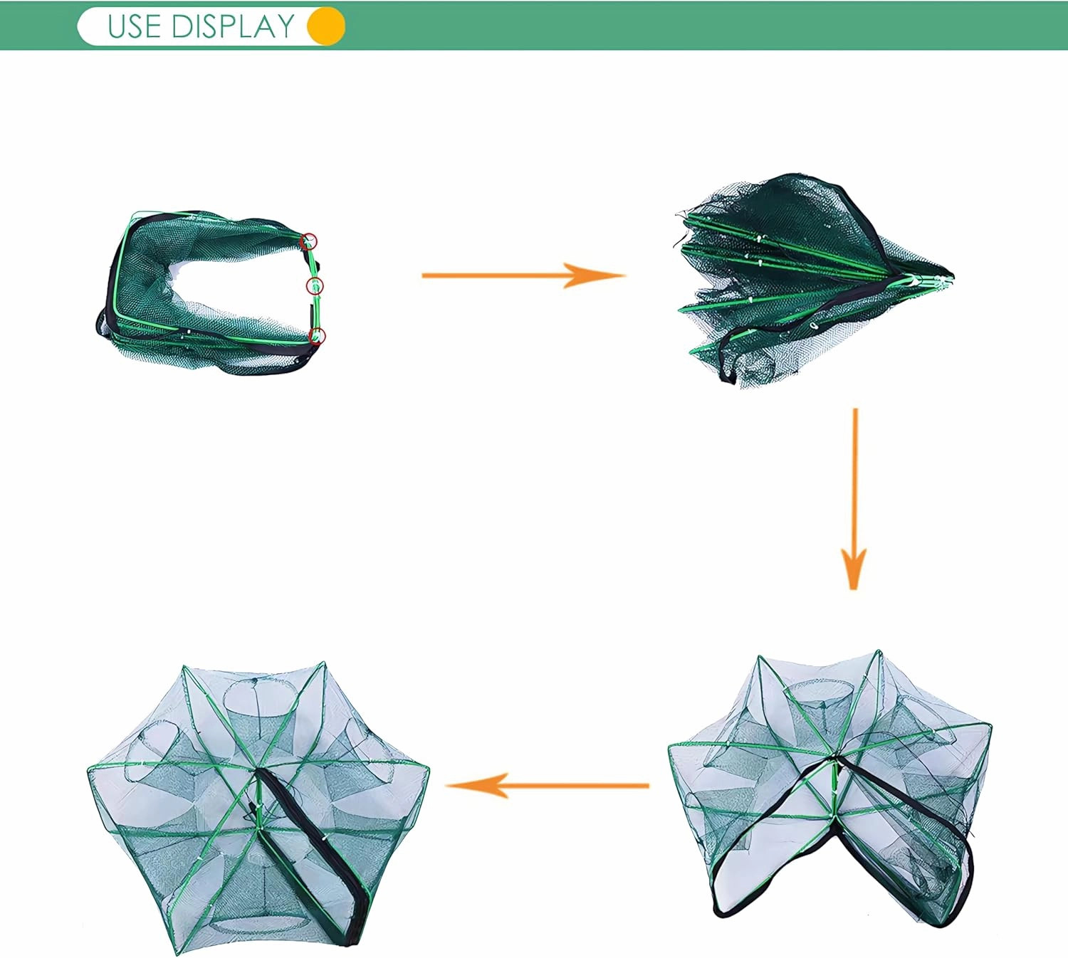 Foldable Bait Trap Fishing Net - Hand Cast Cage for Catching Fish Shrimp Crab Crawfish