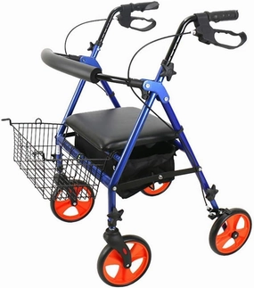 Folding Rollator Aluminium Rollator Walker with Seat Folding Rolling Walker with 8-Inch Wheels and Carry Bag Walking Mobility Aid Suitable for Elderly People with Limited Mobility