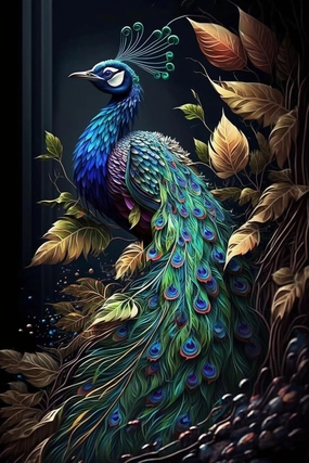 Framable 500 Piece Jigsaw Puzzle for Adults - Oil Painting Style Peacock Opens Its Screen 3 ​Safe Wooden Jigsaw Puzzle - Interactive Fun Puzzle for Family - DIY Home Deco