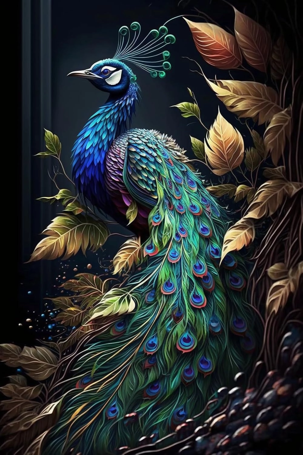 Framable 500 Piece Jigsaw Puzzle for Adults - Oil Painting Style Peacock Opens Its Screen 3 ​Safe Wooden Jigsaw Puzzle - Interactive Fun Puzzle for Family - DIY Home Deco