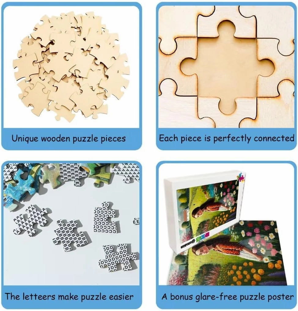 Framable 500 Piece Jigsaw Puzzle for Adults - Oil Painting Style Peacock Opens Its Screen 3 ​Safe Wooden Jigsaw Puzzle - Interactive Fun Puzzle for Family - DIY Home Deco