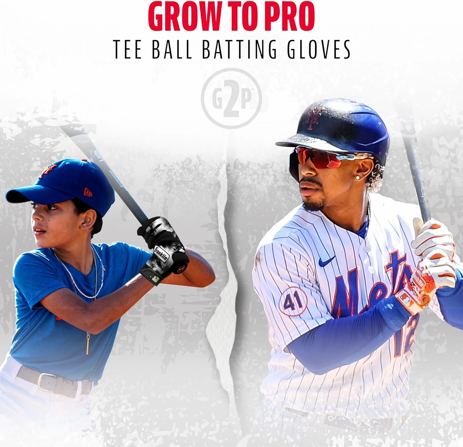 Franklin Sports MLB Youth Teeball Batting Gloves - Flexible Pro Kids Baseball   Softball Gloves for Boys   Girls