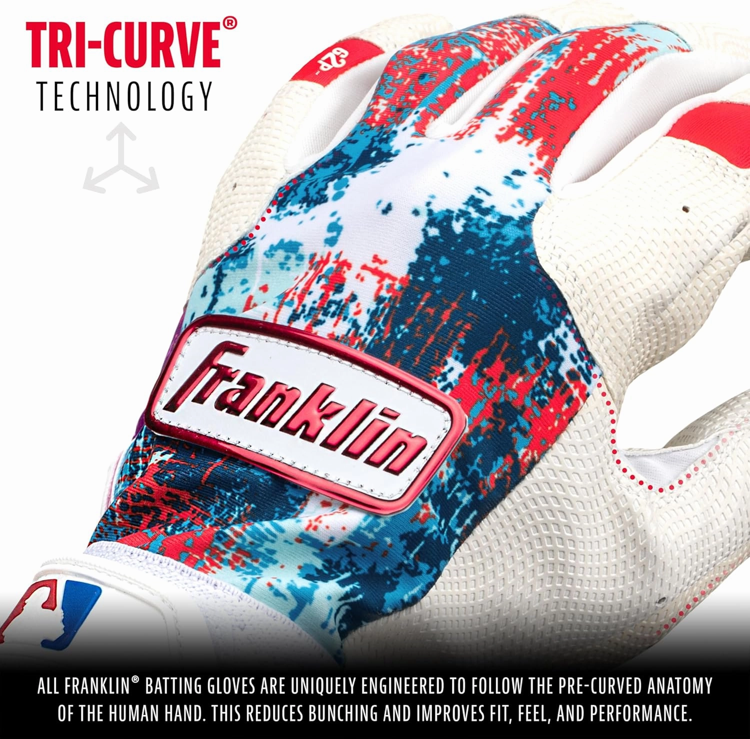 Franklin Sports MLB Youth Teeball Batting Gloves - Flexible Pro Kids Baseball   Softball Gloves for Boys   Girls