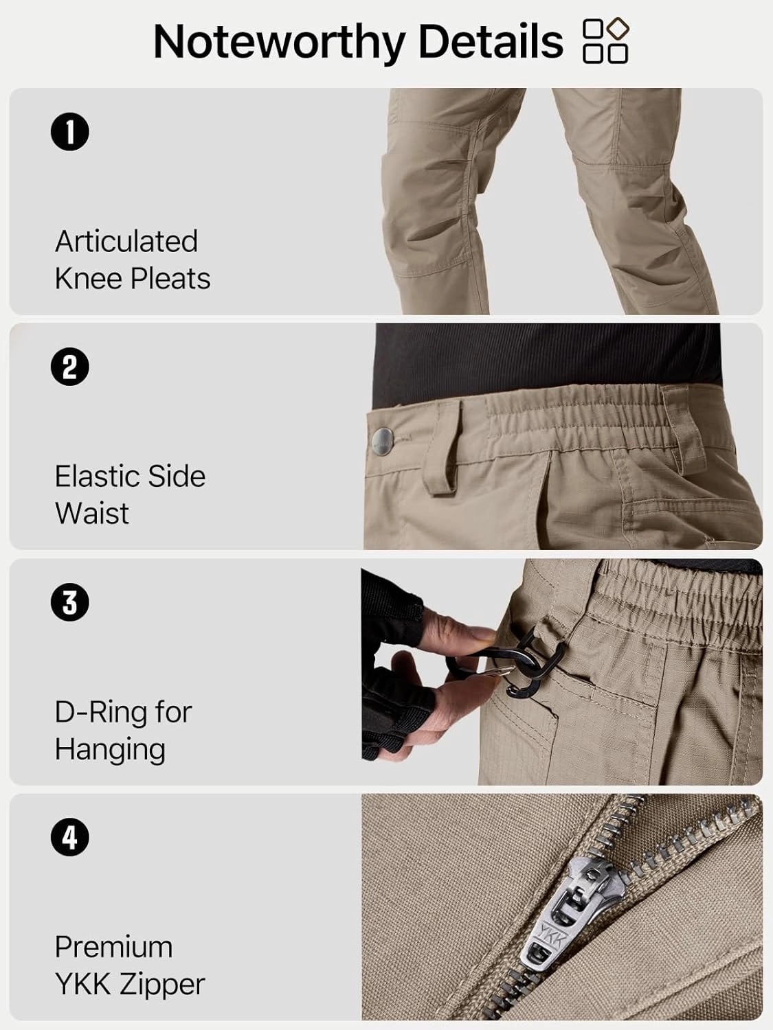 FREE SOLDIER Men's Cargo Pants Water Resistant Ripstop Tactical Pants for Men Work Pants Lightweight Outdoor Hiking Pants Men