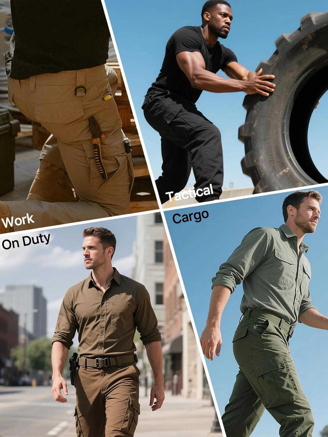 FREE SOLDIER Men's Water Resistant Pants Relaxed Fit Tactical Cargo Work Pants with Multi Pocket