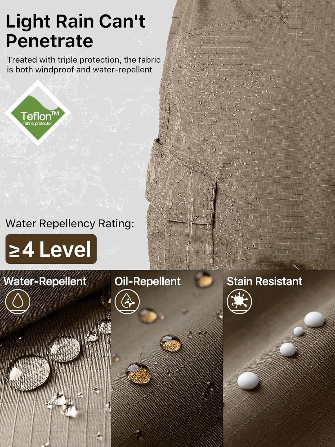 FREE SOLDIER Men's Water Resistant Pants Relaxed Fit Tactical Cargo Work Pants with Multi Pocket