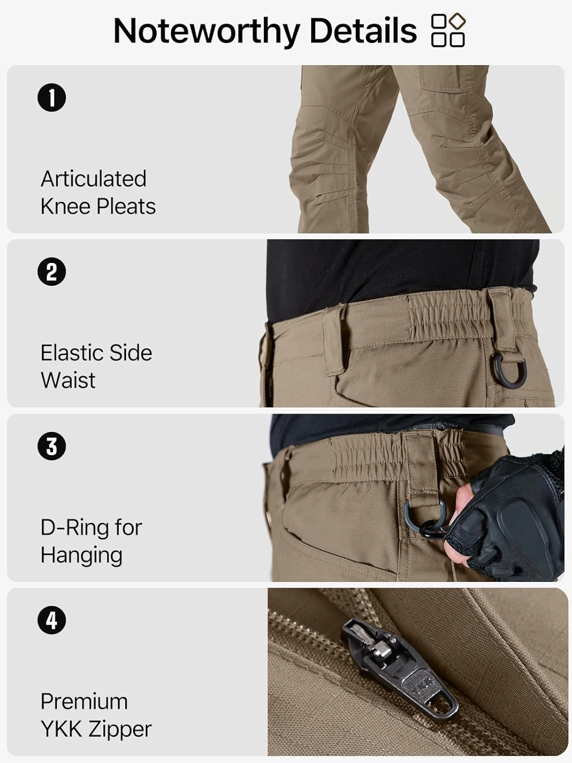 FREE SOLDIER Men's Water Resistant Pants Relaxed Fit Tactical Cargo Work Pants with Multi Pocket