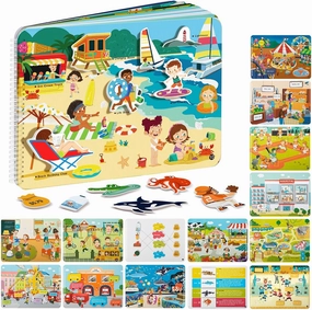 Freebear Busy Book for Toddlers, Book for Toddlers, Preshool Kindergarten Learning Activities, Autism Sensory Toys, Travel Toys, Gifts for Girls and Boys 4 5 6 7 8 Years (FantasyLand)