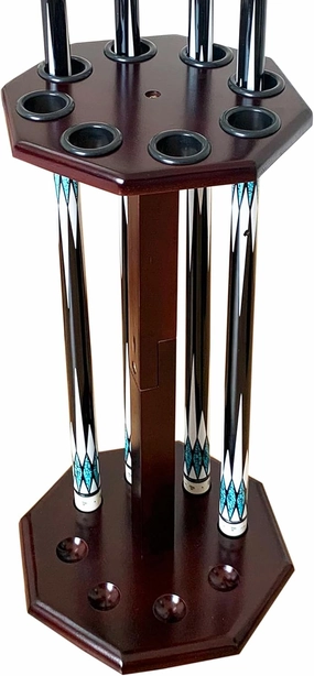 Freestanding Billiard Cue Rack, Pool Table Accessories Hold 8 Cues, Pool Cue Stick Holder, Wooden Floor Stand Pool Cue Holder for Billiard Game Room (Mahogany)