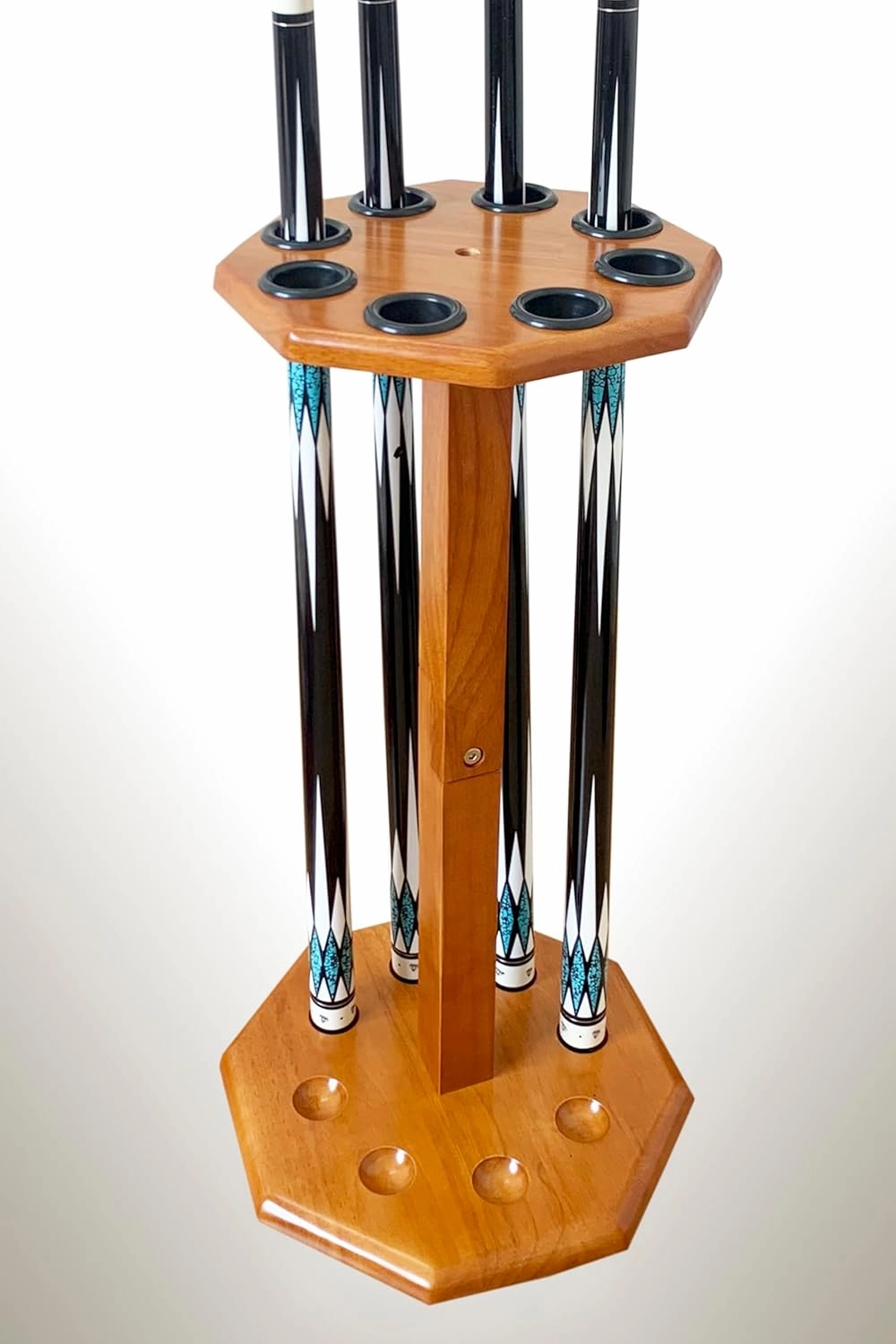 Freestanding Billiard Cue Rack, Pool Table Accessories Hold 8 Cues, Pool Cue Stick Holder, Wooden Floor Stand Pool Cue Holder for Billiard Game Room (Oak)