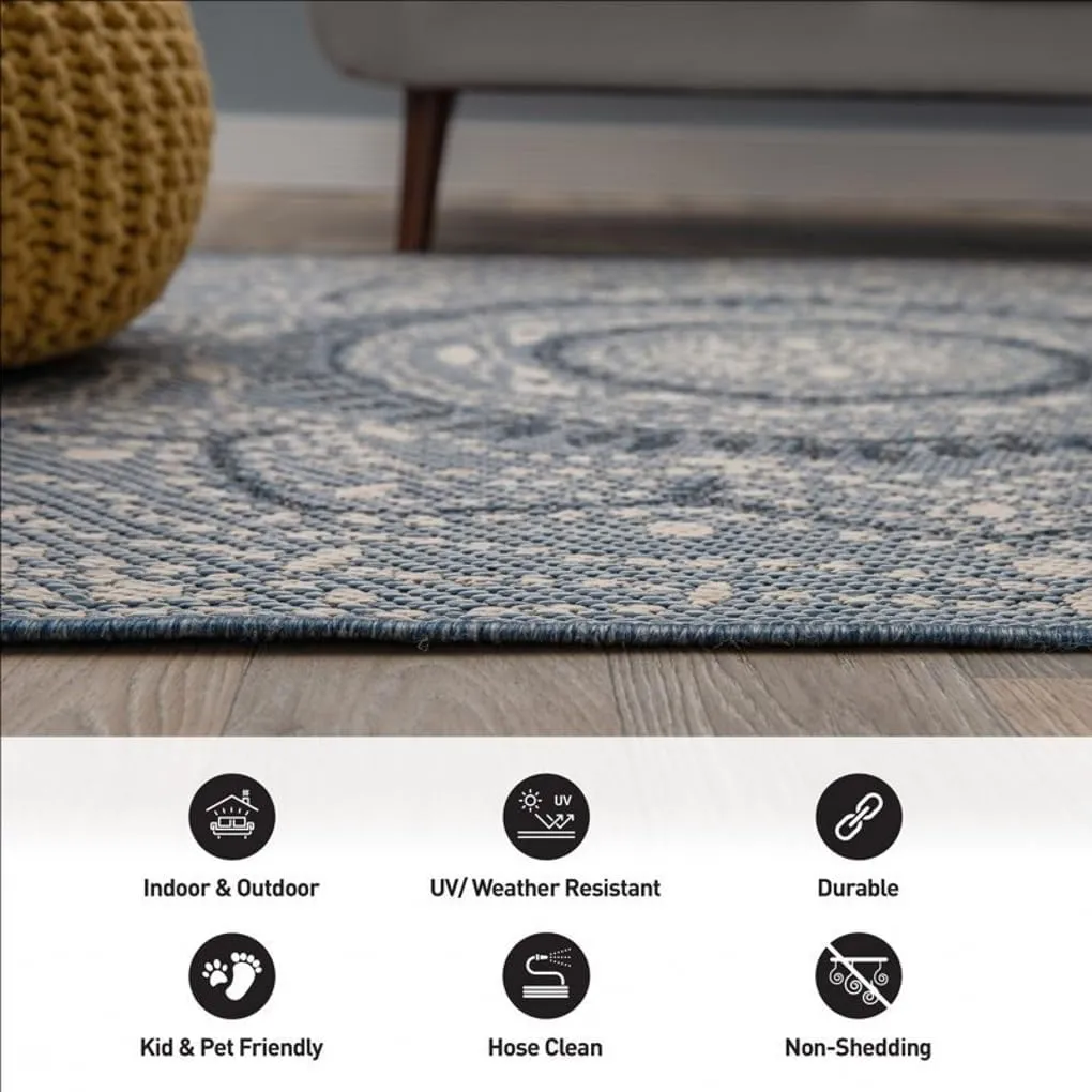 Fresh Natural Multicolor Pebble Path Pattern Design Area Rug for Balcony Deck Veranda Machine Washable Durable No Slip 8x10 Rugs in Front Yard Porch Garden Pool Camping Rustic Unique Outdoor Carpet