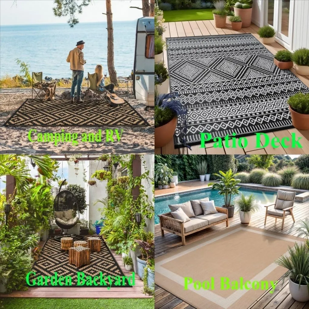 Fresh Natural Multicolor Pebble Path Pattern Design Area Rug for Balcony Deck Veranda Machine Washable Durable No Slip 8x10 Rugs in Front Yard Porch Garden Pool Camping Rustic Unique Outdoor Carpet