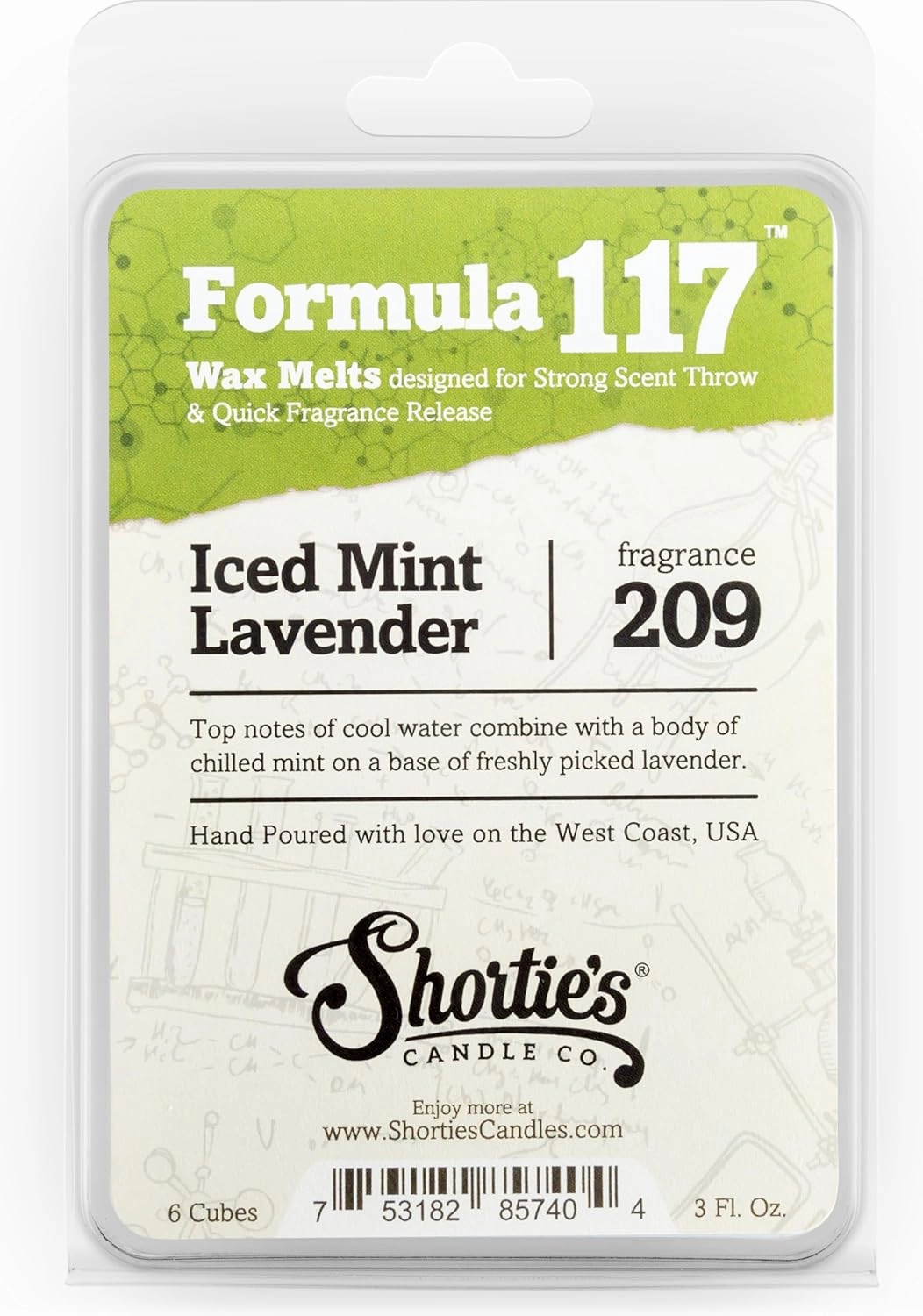 Fresh & Clean Wax Melts Variety Pack - Blue Moon, Iced Mint Lavender, Eucalyptus Spearmint - Formula 117 - 3 Highly Scented 3 Oz. Bars - Made With Natural Oils - Fresh & Clean Warmer Wax Cubes