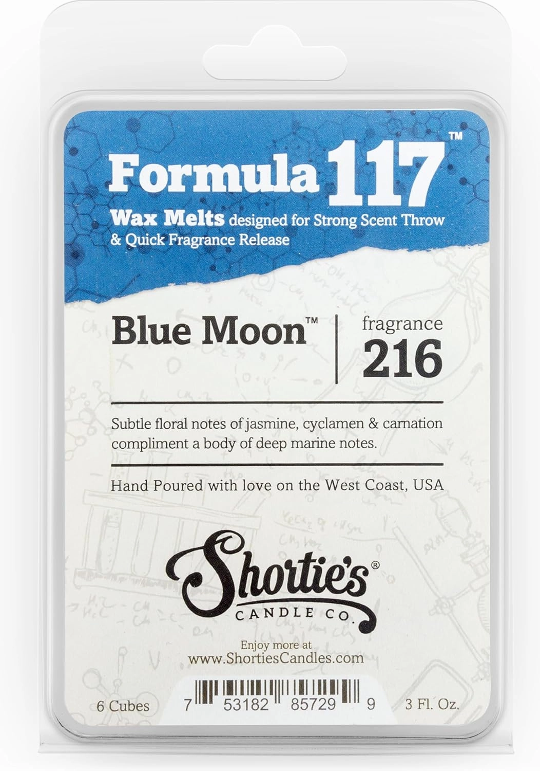 Fresh & Clean Wax Melts Variety Pack - Blue Moon, Iced Mint Lavender, Eucalyptus Spearmint - Formula 117 - 3 Highly Scented 3 Oz. Bars - Made With Natural Oils - Fresh & Clean Warmer Wax Cubes