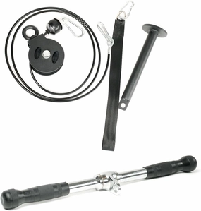 FringeSport LAT and Lift Portable Cable Pulley Training System | 285 lbs Capacity LAT Pulldown Machine with Attachments | Wide and Loose Grip Pulley System Gym at Home | Cable Machine Gym Equipment