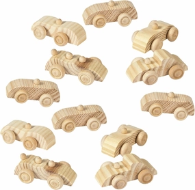 Fun Express Unfinished Wooden Cars Set – DIY Paintable Craft Toys for Kids Party Favors Arts & Crafts Creative Projects and School – Perfect for Fun and Interactive Group Activities & More – 12 Pieces