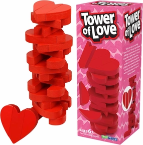 Funwares Wooden Blocks Stacking Game, Tumbling Tower and Balance Game, Family & Party Fun, Game for Kids and Adults, Ages 6 ,The Enchanting Heart-Shaped Wood Blocks Stacking Game