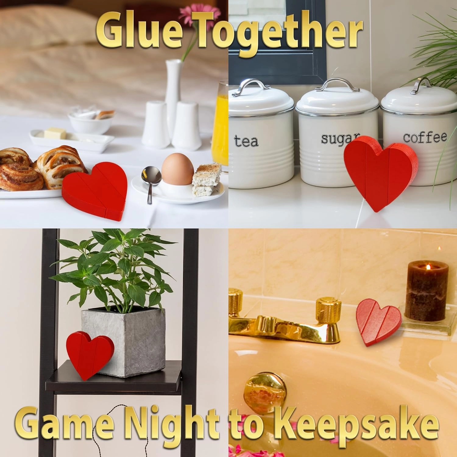 Funwares Wooden Blocks Stacking Game, Tumbling Tower and Balance Game, Family & Party Fun, Game for Kids and Adults, Ages 6 ,The Enchanting Heart-Shaped Wood Blocks Stacking Game