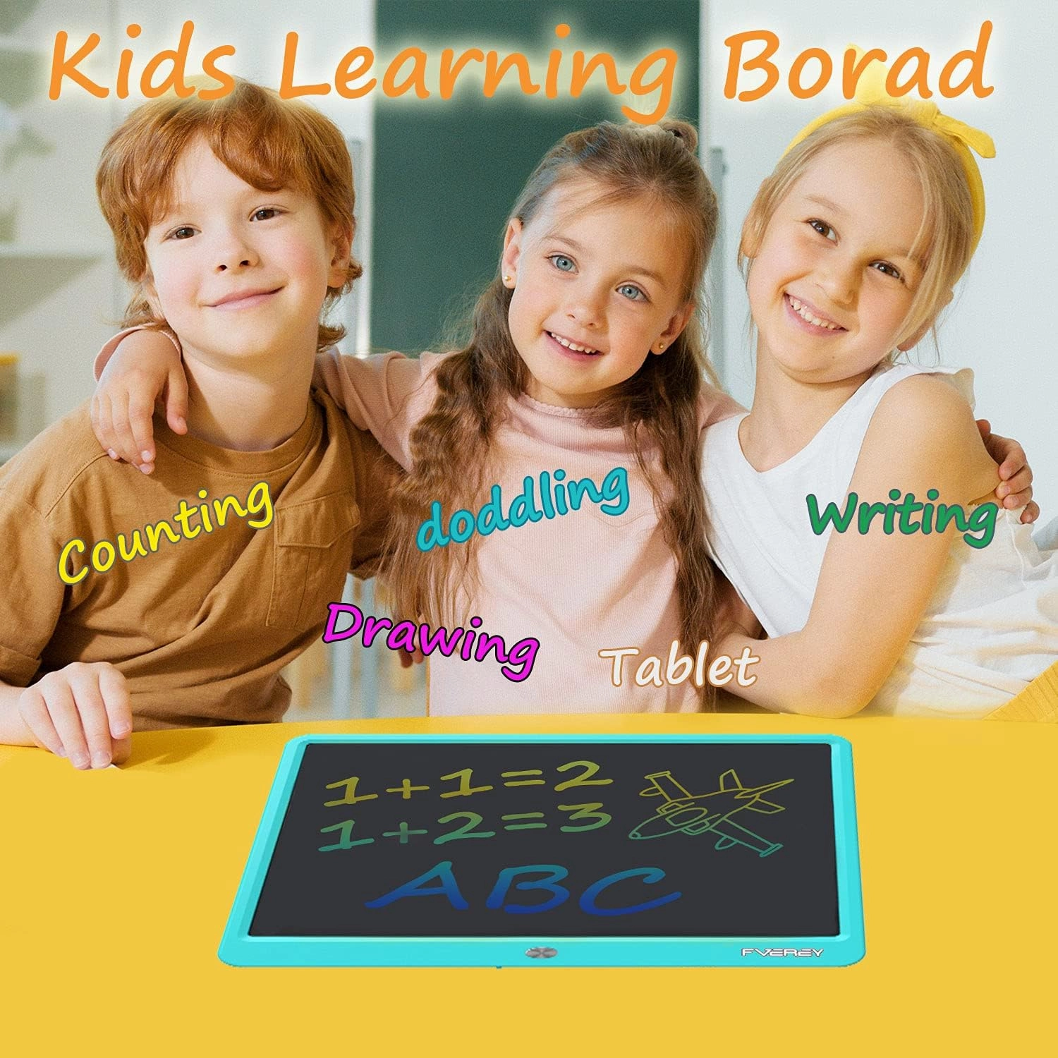 FVEREY LCD Writing Tablet, 15 Inch Colorful Kids Doodle Board Drawing Tablets, Etch a Sketch Board Drawing Pads, Educational Toy Christmas Birthday Gifts for 3 4 5 6 7 8 Years Old Boy Girls