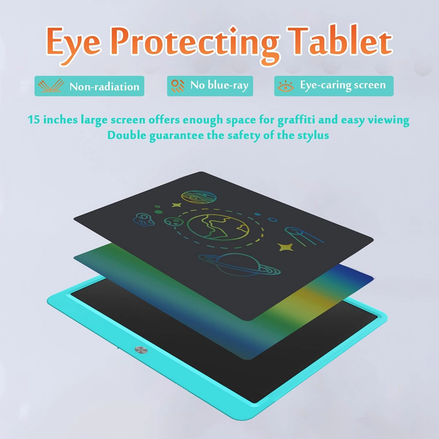FVEREY LCD Writing Tablet, 15 Inch Colorful Kids Doodle Board Drawing Tablets, Etch a Sketch Board Drawing Pads, Educational Toy Christmas Birthday Gifts for 3 4 5 6 7 8 Years Old Boy Girls
