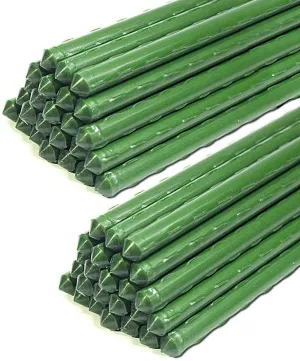 G-LEAF Sturdy Metal Garden Stakes 5 ft Plastic Coated Steel Tube Plant Sticks for Tomato,Cucumber,Bean,Tree,Pack of 50