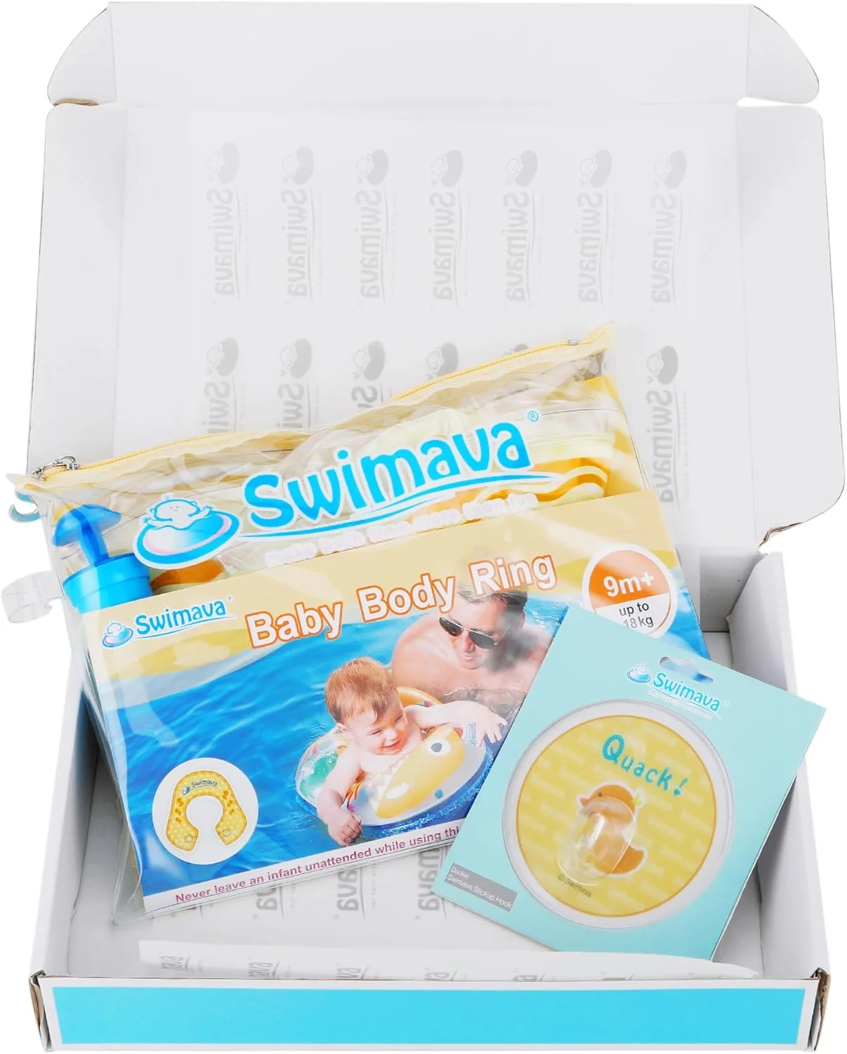 G2 Baby Body Ring in Gift Box (9 Months to 3 Years) - First Swim Kit Comfy Inflatable Swim Float for Toddlers, Pool & Beach Floatie, Safety-Tested Water Tube (Yellow Duckie)
