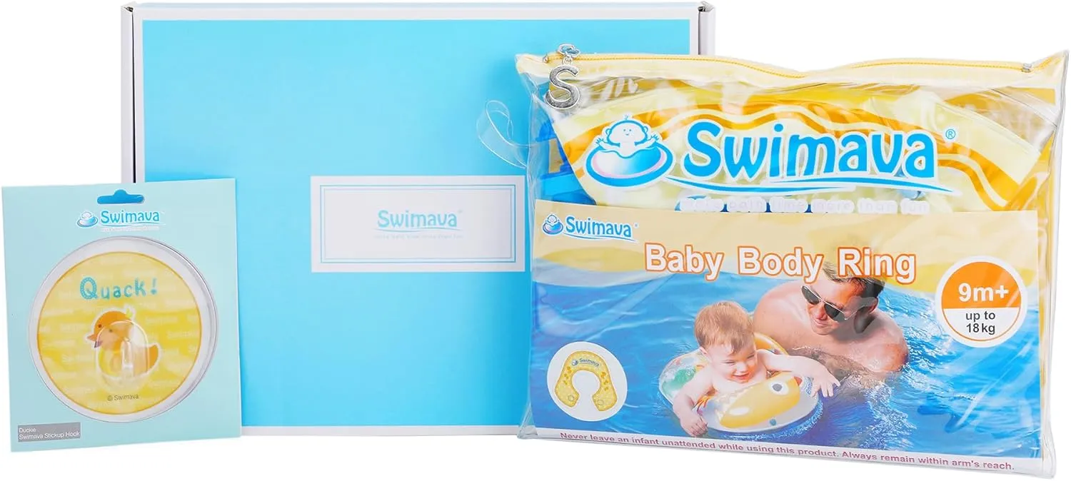 G2 Baby Body Ring in Gift Box (9 Months to 3 Years) - First Swim Kit Comfy Inflatable Swim Float for Toddlers, Pool & Beach Floatie, Safety-Tested Water Tube (Yellow Duckie)