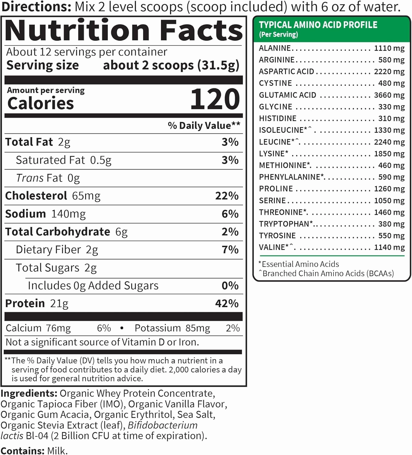 Garden of Life Grass Fed Whey Protein Powder Vanilla - 21g Protein for Women & Men   Probiotics - 12 Servings - Gluten Free, Non GMO, Kosher, Humane, RBST & rBGH Hormone Free