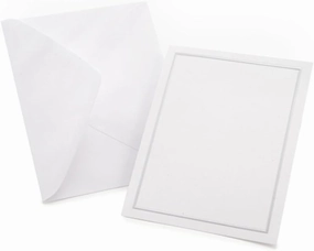 Gartner Studios Silver Foil Border All Purpose Cards with Envelopes, Blank Invitation Cards, White and Platinum Cards, 4.25" by 5.5", 50 Count (60024)