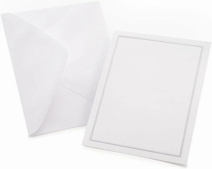 Gartner Studios Silver Foil Border All Purpose Cards with Envelopes, Blank Invitation Cards, White and Platinum Cards, 4.25" by 5.5", 50 Count (60024)