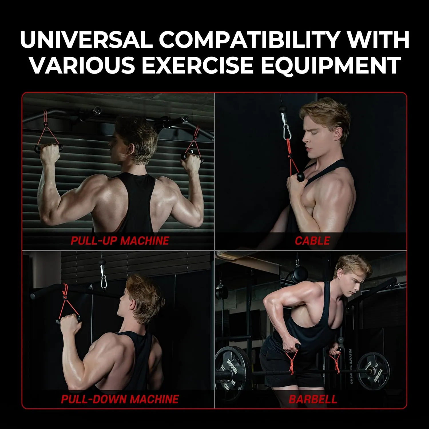GD Fly Grip Pull Up Handles for Neutral Grip & LAT Pull Down Attachments – Perfect Grips for T-bar Row, D Handle Cable Attachment, Gym Equipment