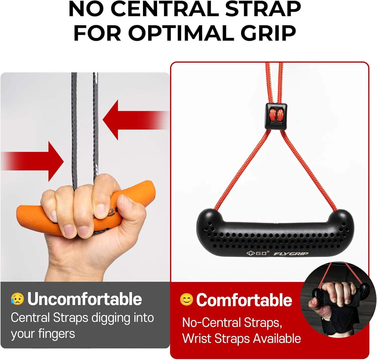 GD Fly Grip Pull Up Handles for Neutral Grip & LAT Pull Down Attachments – Perfect Grips for T-bar Row, D Handle Cable Attachment, Gym Equipment