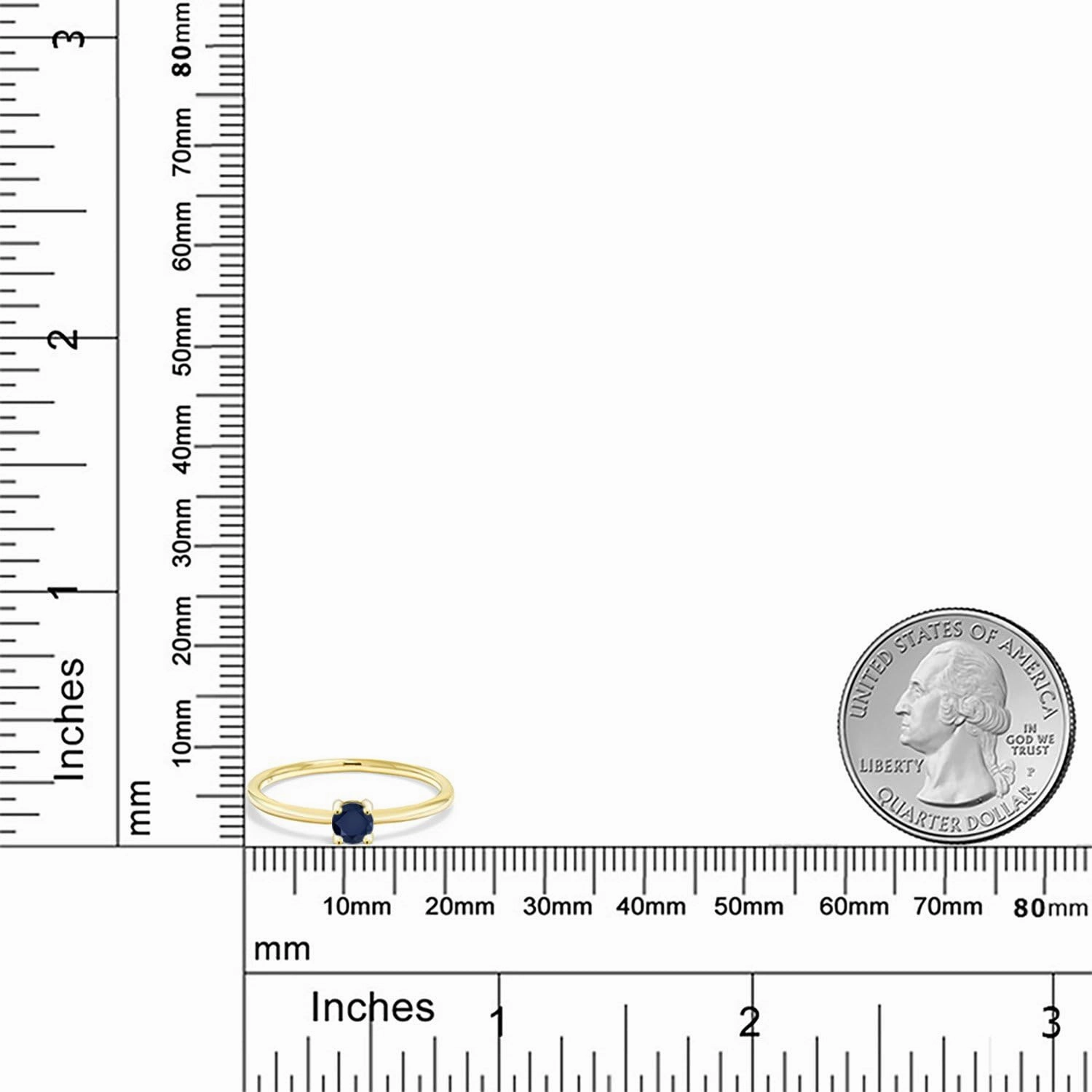 Gem Stone King 10K Yellow Gold Blue Sapphire Solitaire Engagement Ring For Women (0.22 Cttw, Round 3.5MM, Gemstone September Birthstone, Available in Size 5,6,7,8,9)