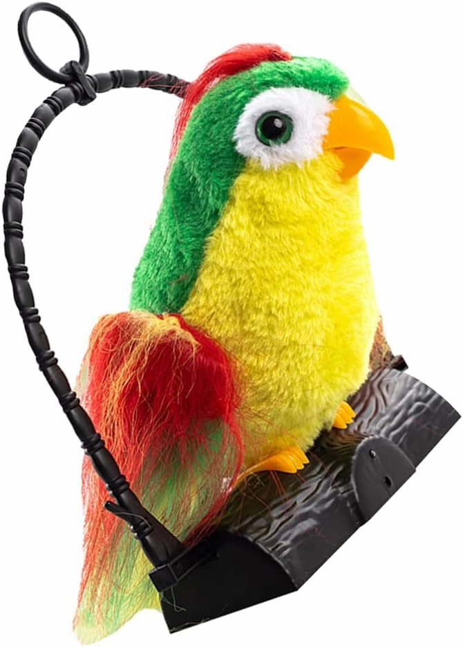generic Electric Talking Parrot Repeats What You Say Speaking Parrot Toys Multifunctional Electric Plush Pronunciation Parrot Bedroom Hanging Decor Recording Parrots (No Battery)
