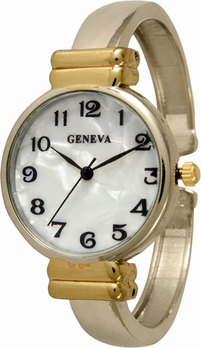 Geneva Metal Bangle Watch Classic Easy Read (Shinny Two Tone)