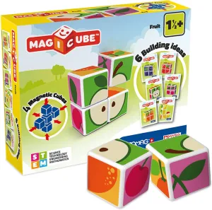 GEOMAG MagiCube Fruit 4-Piece Magnetic Cubes Building Set, Toddlers & Kids Ages 1.5 , STEM-Endorsed Educational Toy, Swiss-Made, Creativity & Early Learning Fun, 6 Adorable Building Ideas