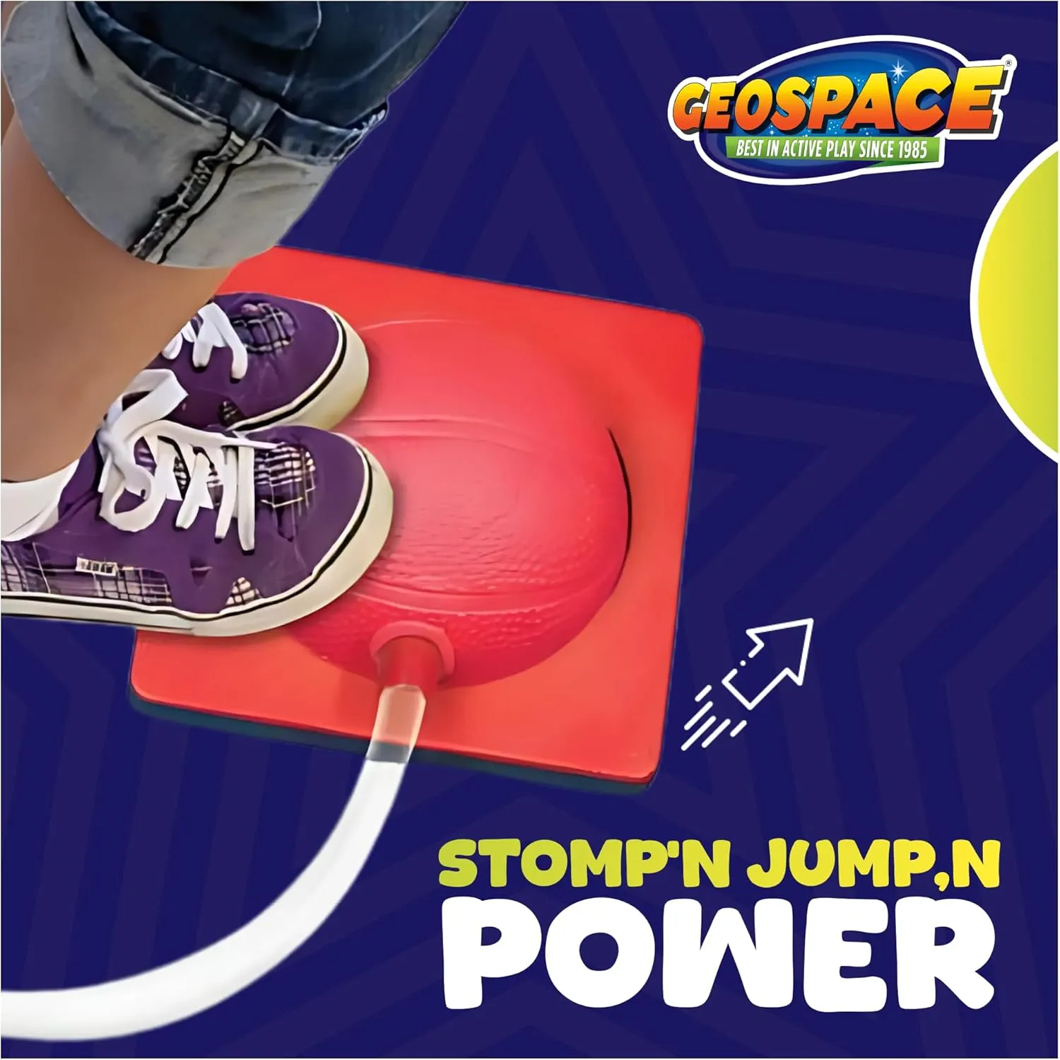 Geospace Jump Rocket Deluxe Size Set Single Pump – 6 Flying Foam Rockets Outdoor Toys for Kids, Boys & Girls – Stomper Rocket Set – Leg Powered Stomper Rockets Toy - Cool Toys for Fun