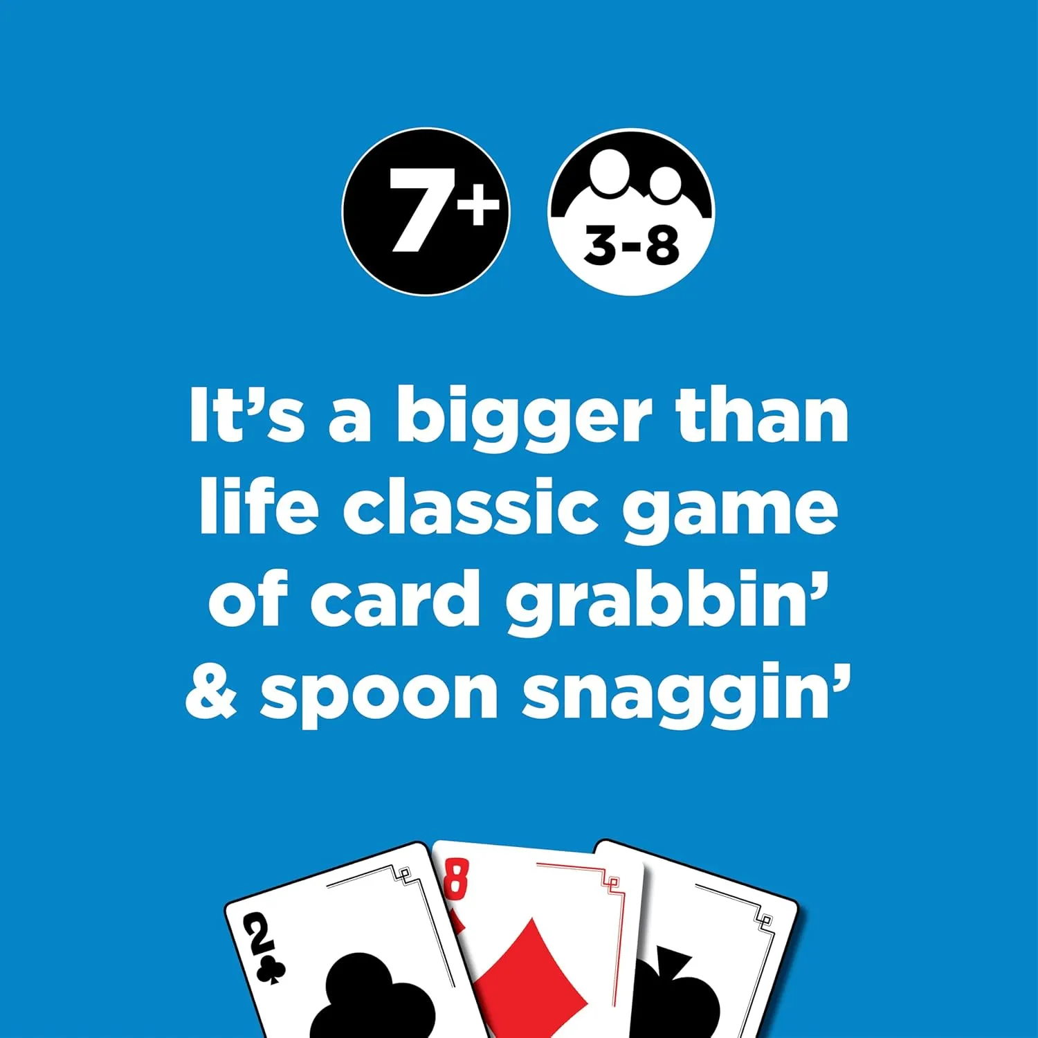 Giant Spoons, Card Games for Kids - Spoons Game, Deck of Cards, Fun Family Games for Kids and Adults, Playing Cards, Game Night, Travel Games, 3-6 Multi-Player Card Game, Games for Adults, Ages 7 