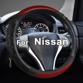 GIANT PANDA Steering Wheel Cover for Nissan Rogue - Car Steering Wheel Cover for Nissan Altima Sentra(Red-Round-Shaped)