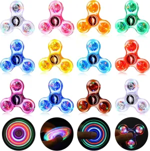 Gigilli Fidget Spinners 12 Pcs, Kids Party Favors LED Light Up Bulk Fidget Spinners Kids 4-12 Goodie Bag Stuffers Glow in The Dark Party Supplies Birthday 2-4 Gifts